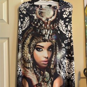 Black Maxi Skirt with Egyptian Goddess Graphic